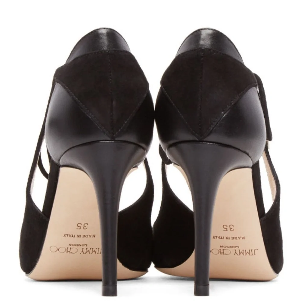 Jimmy Choo Black vanessa mixed media tie-front pum - Picture 4 of 8